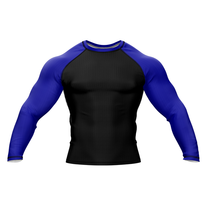 Drakos Black with Blue Sleeve Ranked BJJ Rashgaurd
