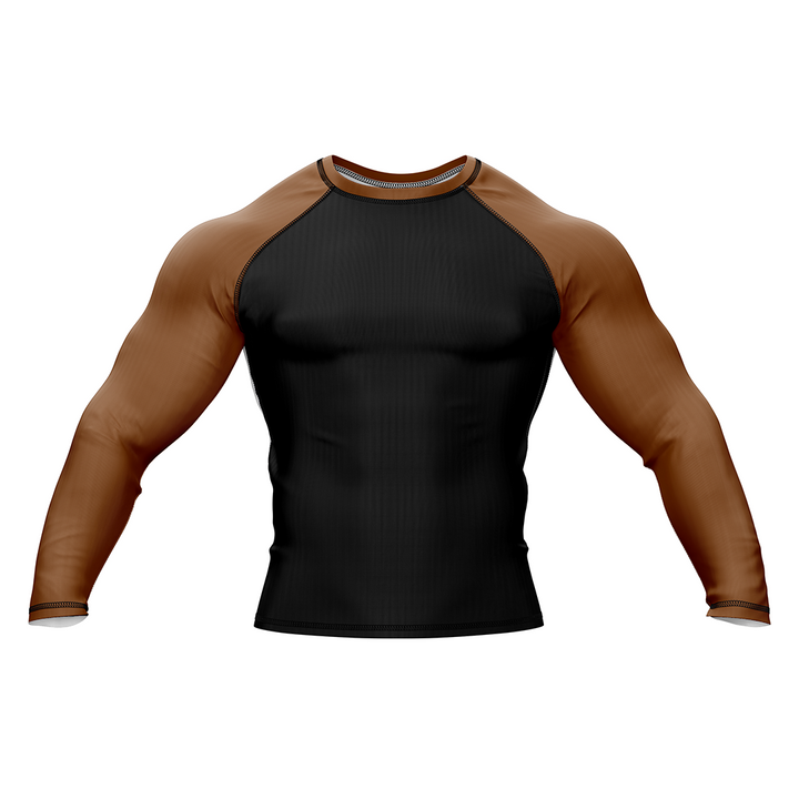 Drakos Black with Brown Sleeve Ranked BJJ Rashgaurd