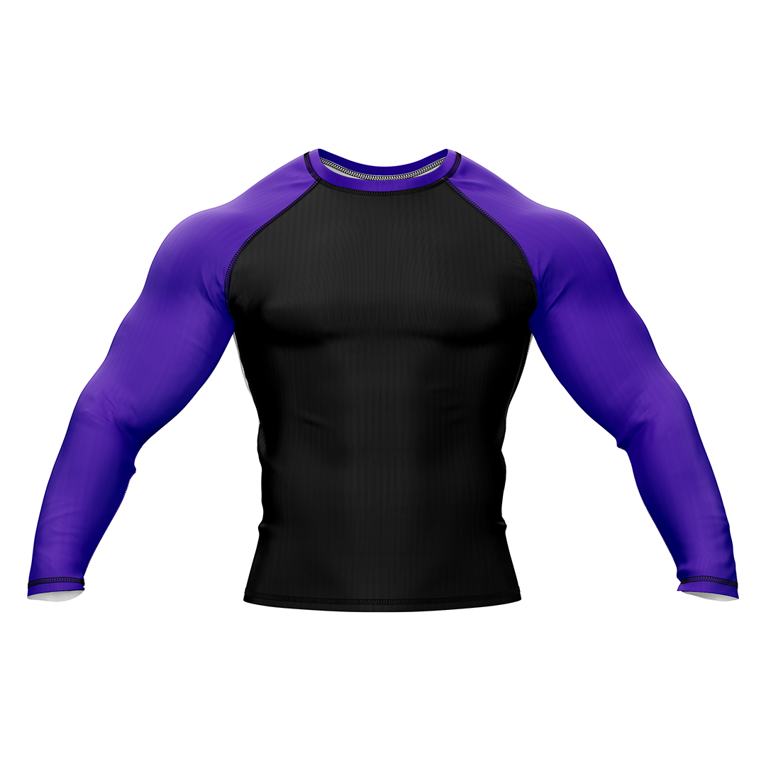 Drakos  Black with Purple Sleeve Ranked BJJ Rashgaurd