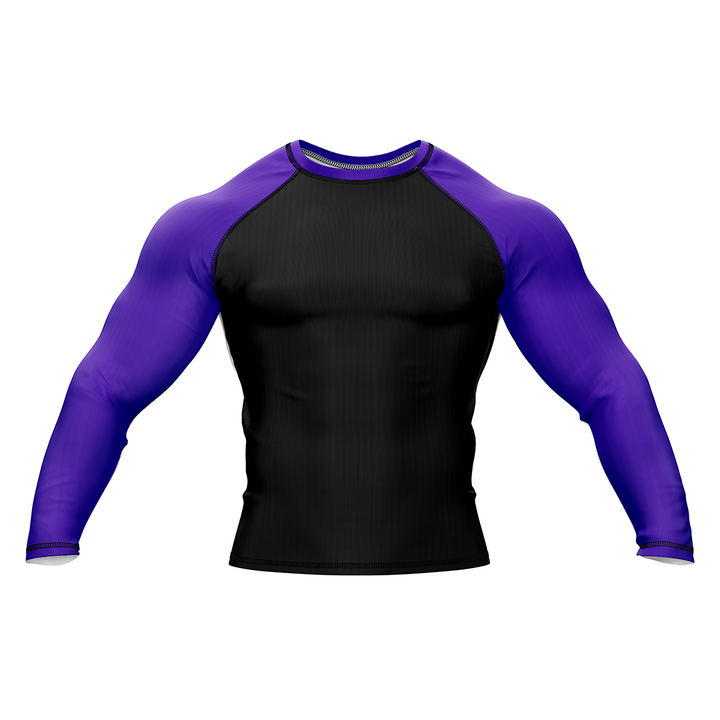 Drakos  Black with Purple Sleeve Ranked BJJ Rashgaurd