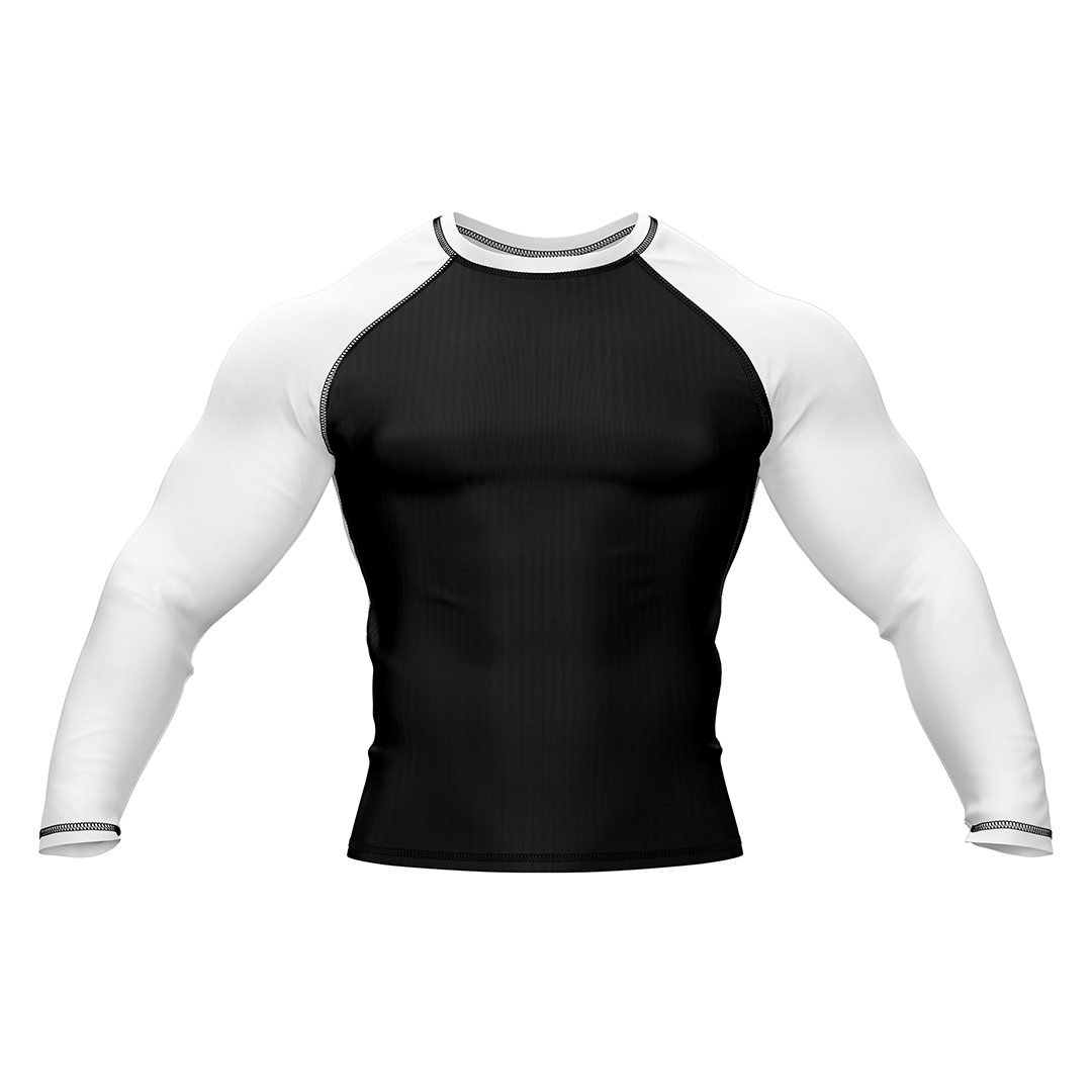Drakos Black with White Sleeve Ranked BJJ Rashgaurd