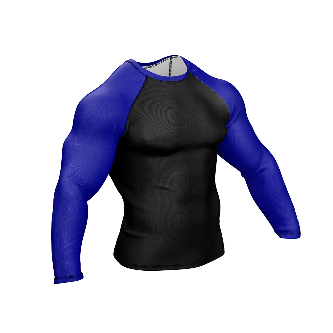 Drakos Black with Blue Sleeve Ranked BJJ Rashgaurd