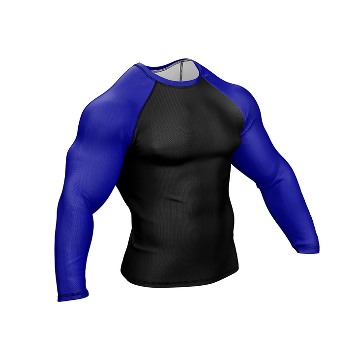 Drakos Black with Blue Sleeve Ranked BJJ Rashgaurd