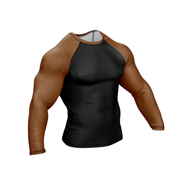 Drakos Black with Brown Sleeve Ranked BJJ Rashgaurd