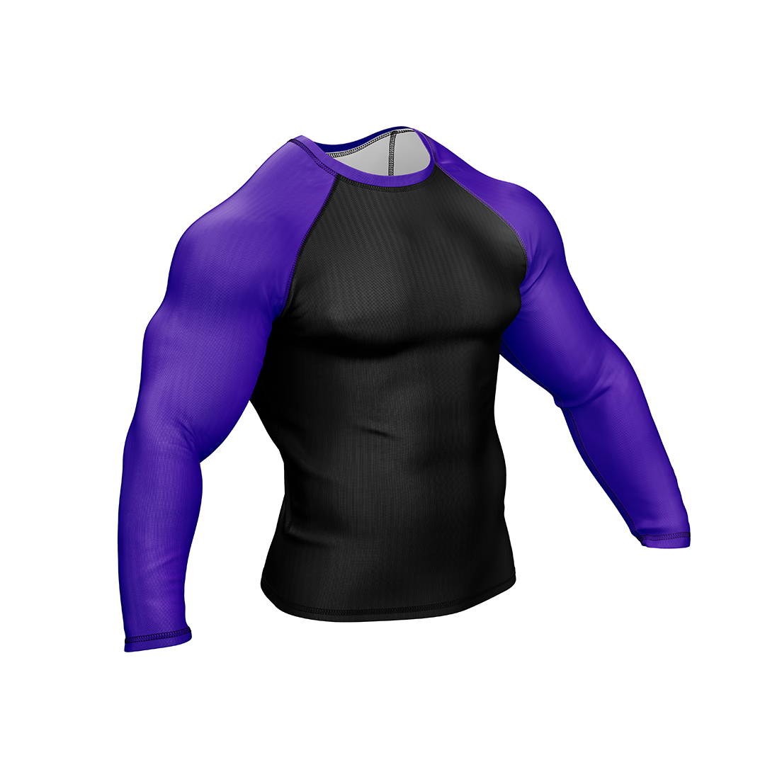 Drakos  Black with Purple Sleeve Ranked BJJ Rashgaurd