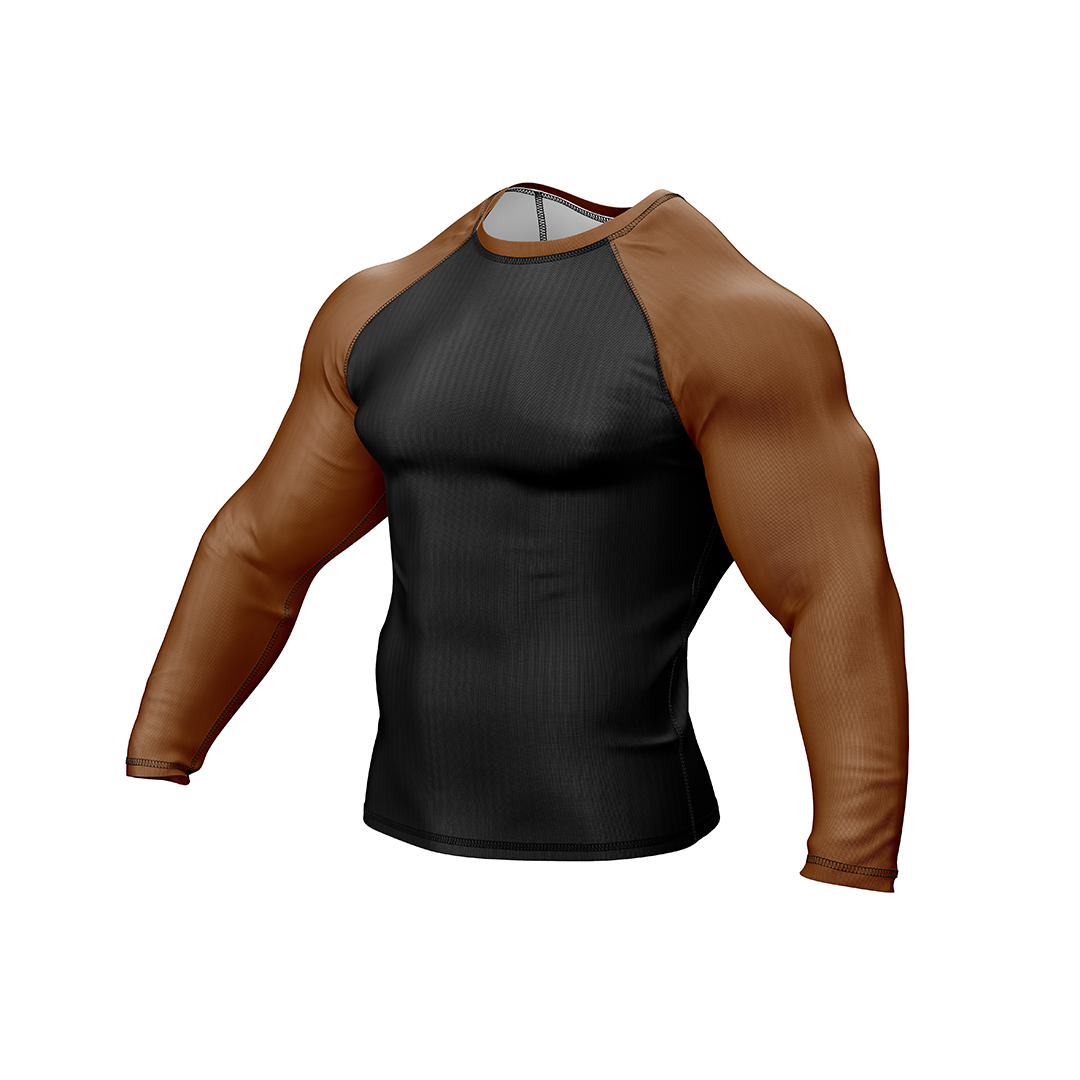 Drakos Black with Brown Sleeve Ranked BJJ Rashgaurd