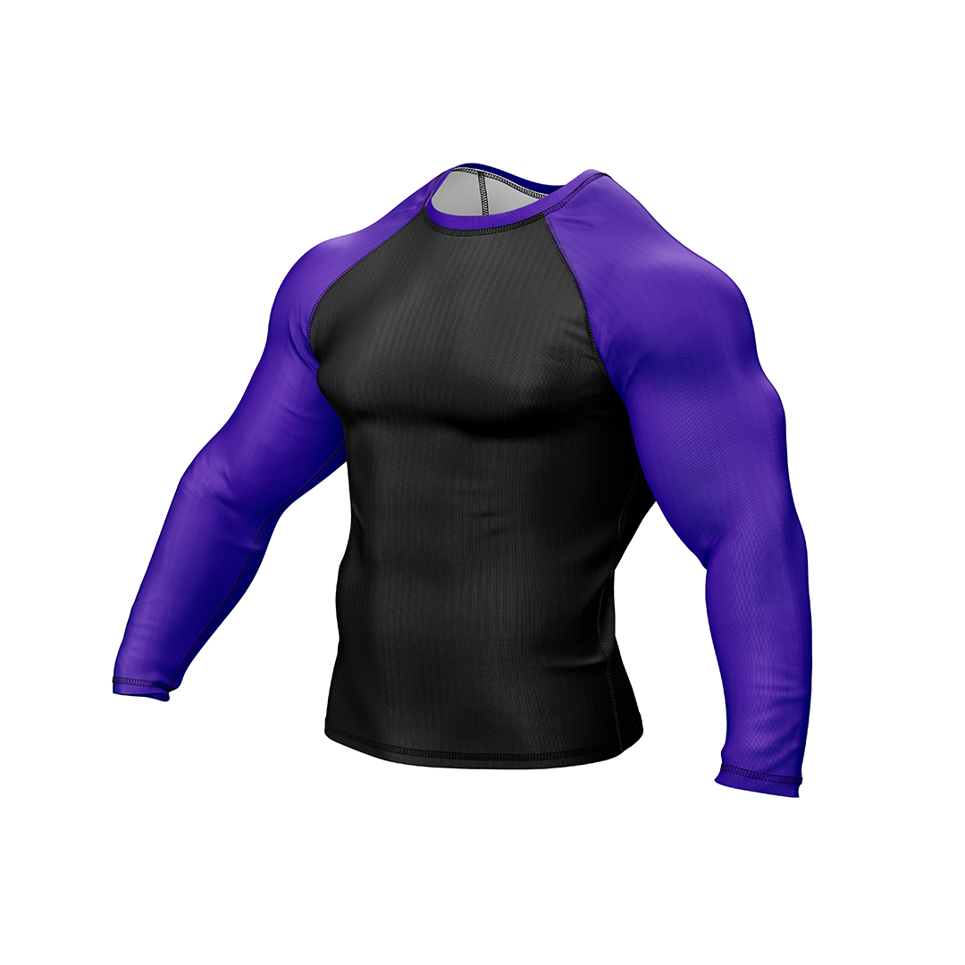 Drakos  Black with Purple Sleeve Ranked BJJ Rashgaurd