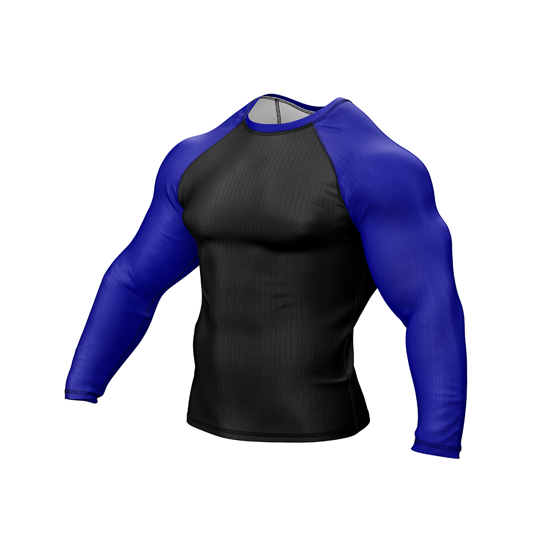 Drakos Black with Blue Sleeve Ranked BJJ Rashgaurd