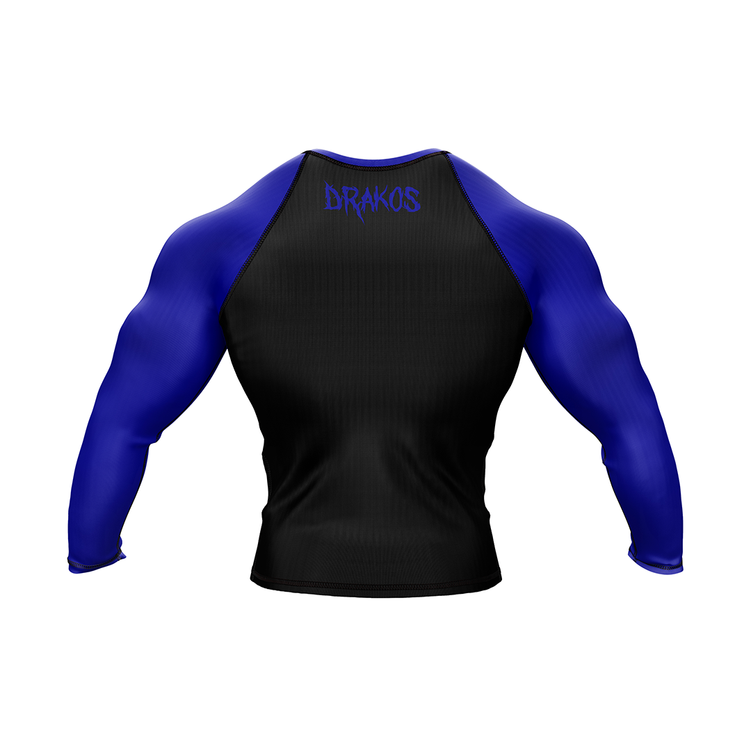 Drakos Black with Blue Sleeve Ranked BJJ Rashgaurd