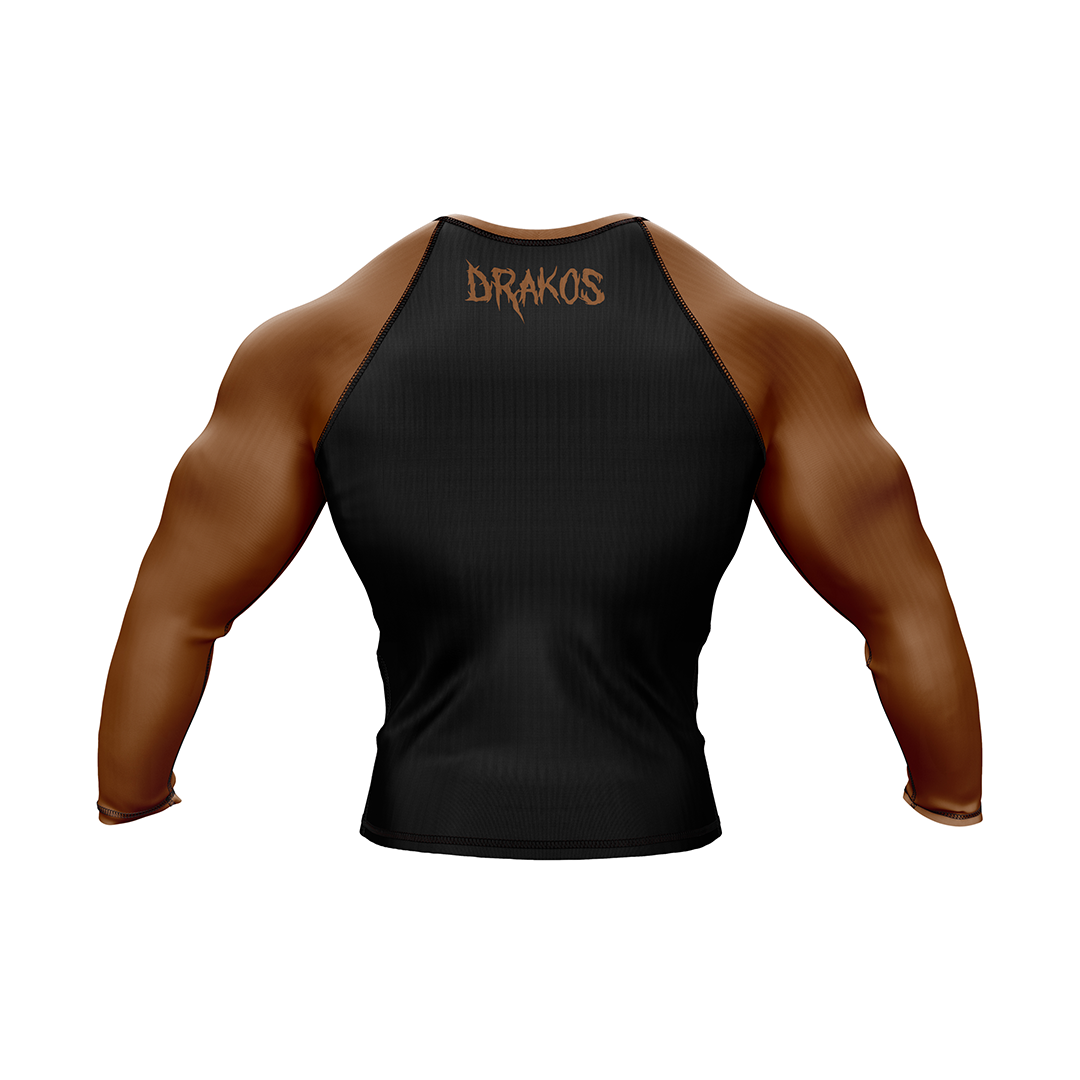Drakos Black with Brown Sleeve Ranked BJJ Rashgaurd