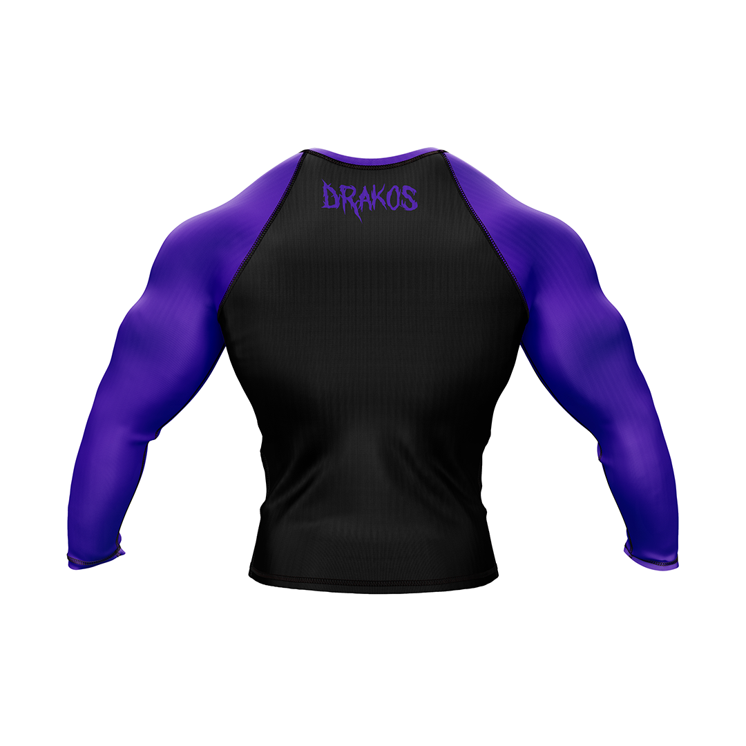 Drakos  Black with Purple Sleeve Ranked BJJ Rashgaurd