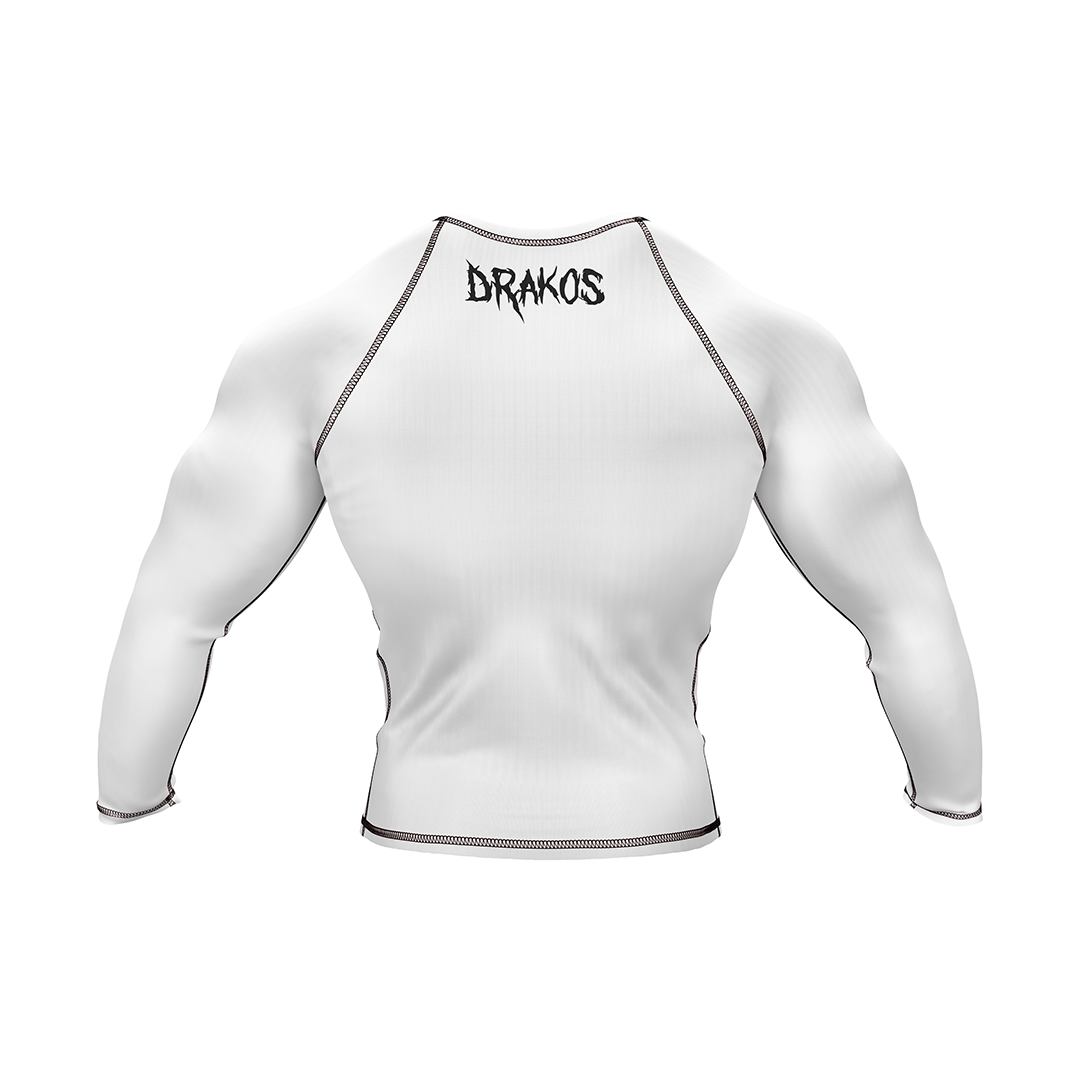 Drakos White Ranked BJJ Rashguard