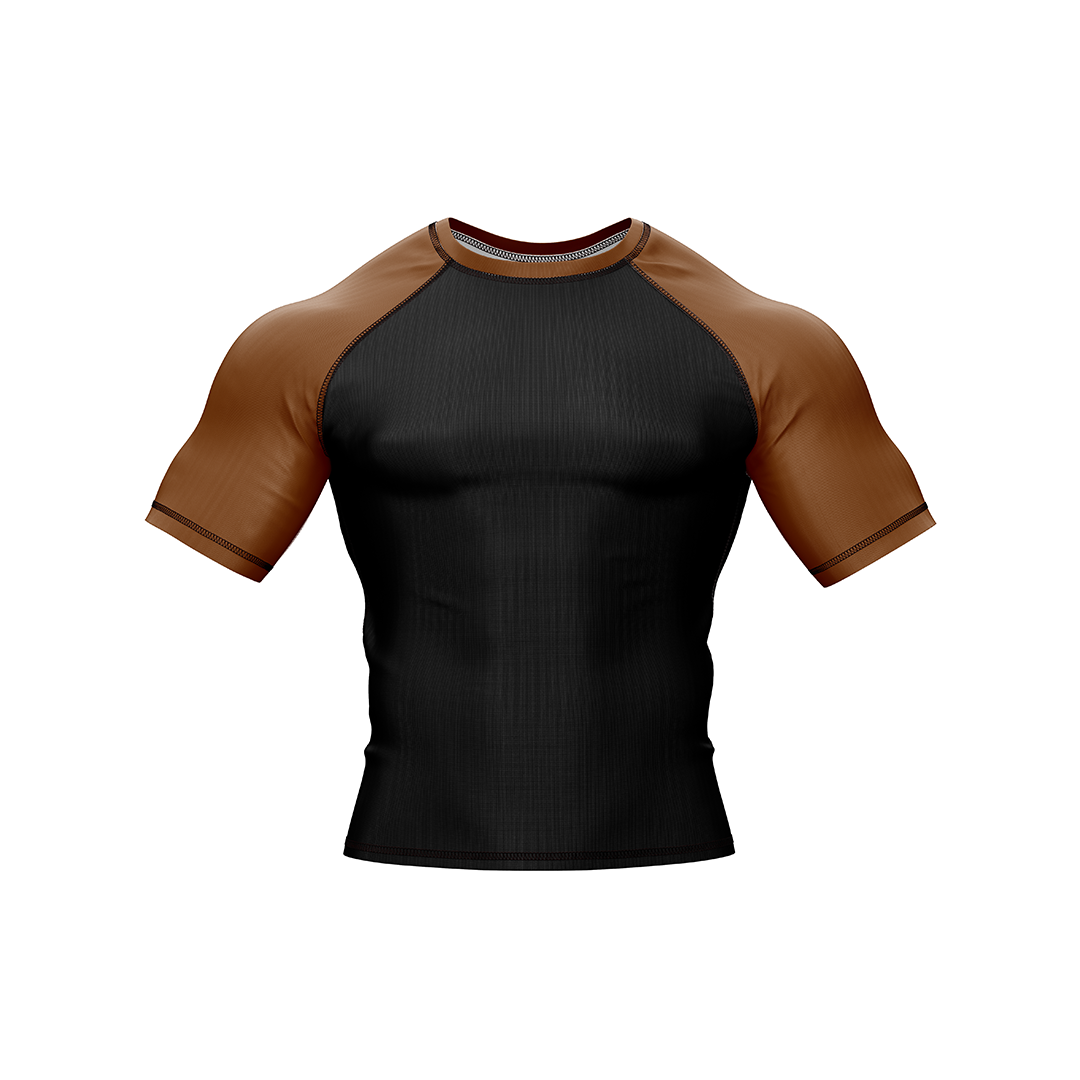 Drakos Black with Brown Sleeve Ranked BJJ Rashgaurd