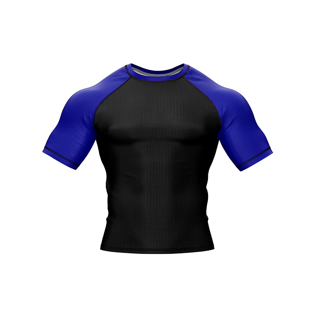 Drakos Black with Blue Sleeve Ranked BJJ Rashgaurd