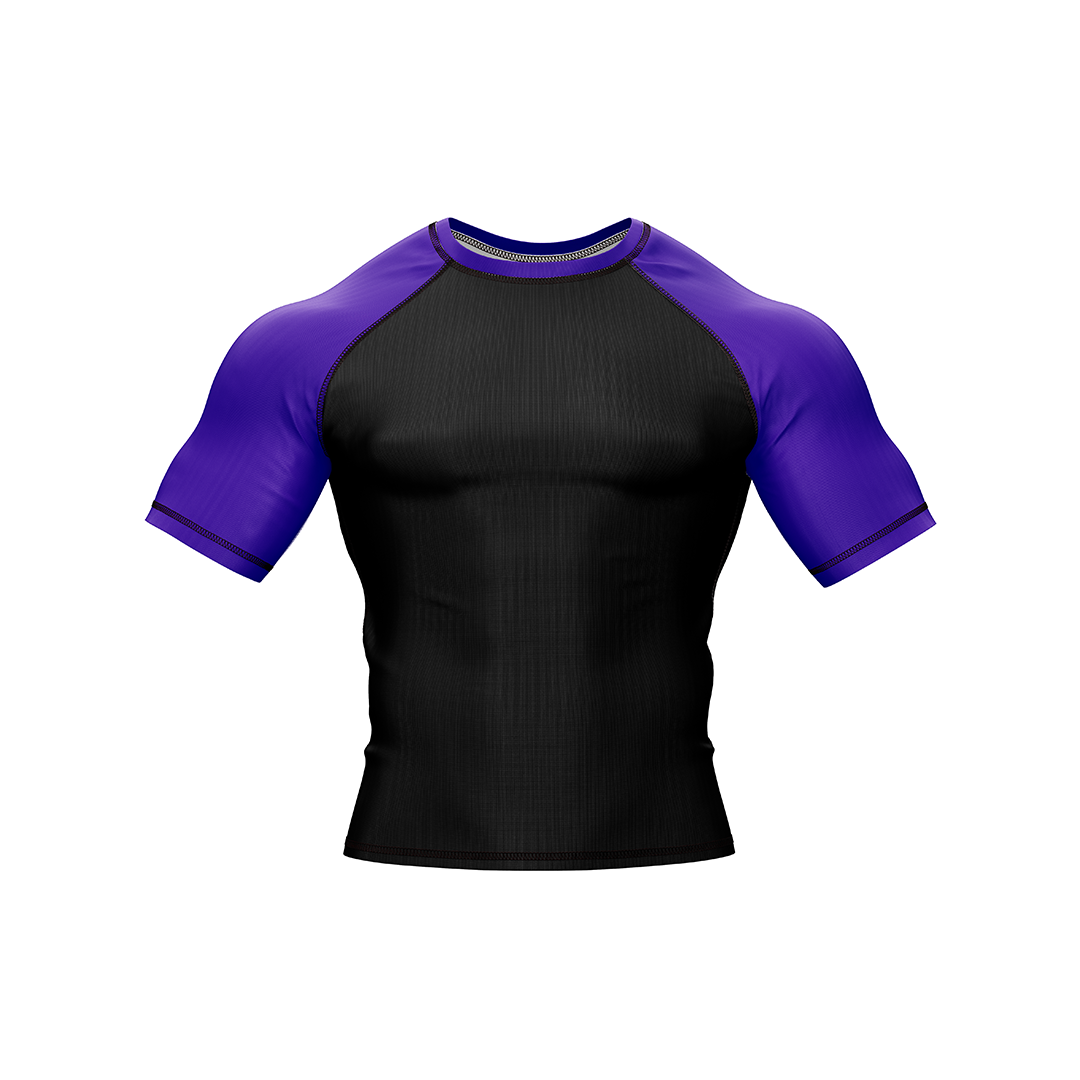 Drakos  Black with Purple Sleeve Ranked BJJ Rashgaurd