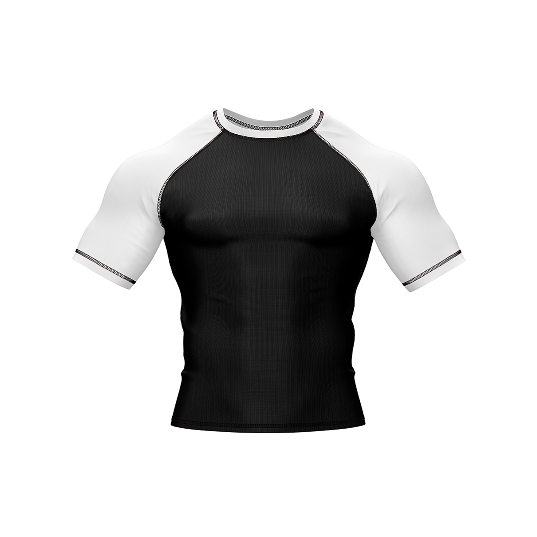 Drakos Black with White Sleeve Ranked BJJ Rashgaurd