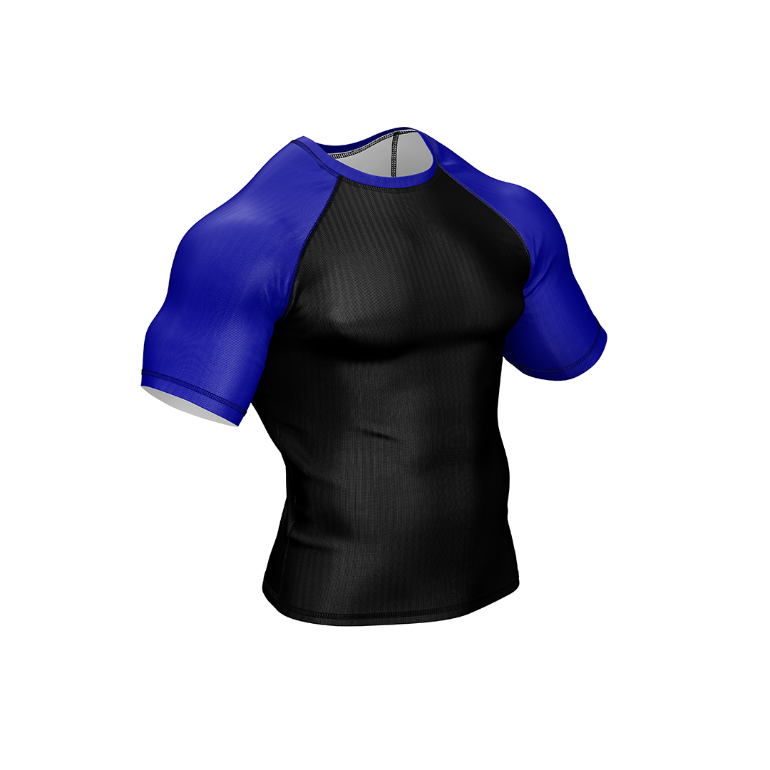 Drakos Black with Blue Sleeve Ranked BJJ Rashgaurd