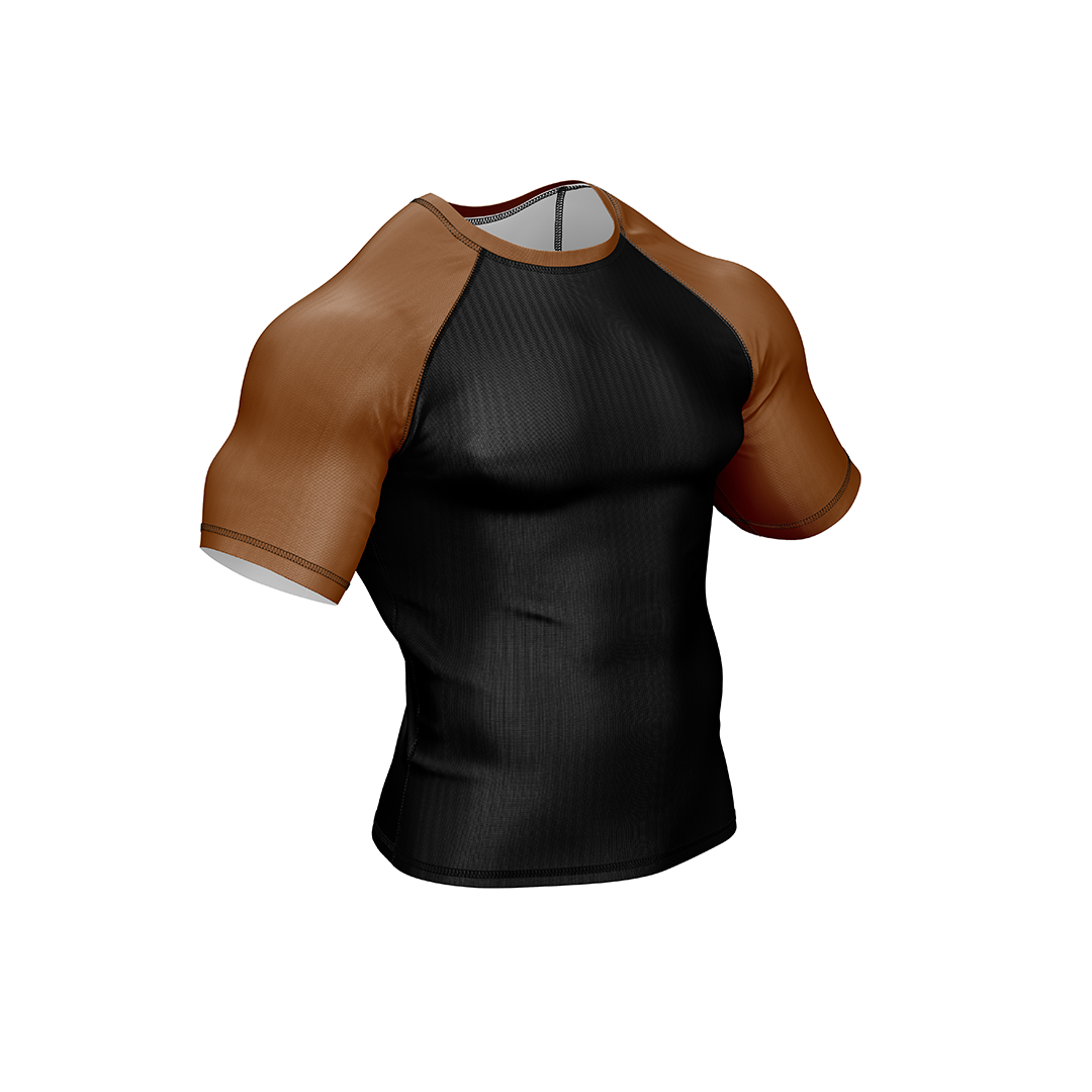 Drakos Black with Brown Sleeve Ranked BJJ Rashgaurd