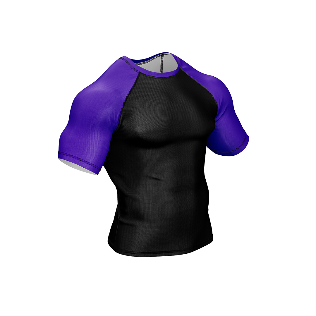Drakos  Black with Purple Sleeve Ranked BJJ Rashgaurd