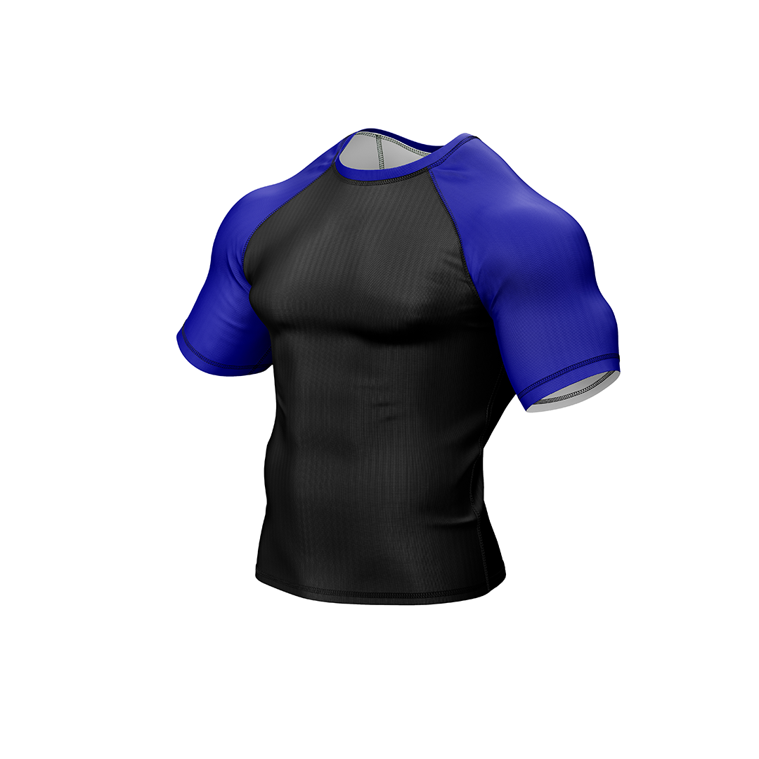 Drakos Black with Blue Sleeve Ranked BJJ Rashgaurd