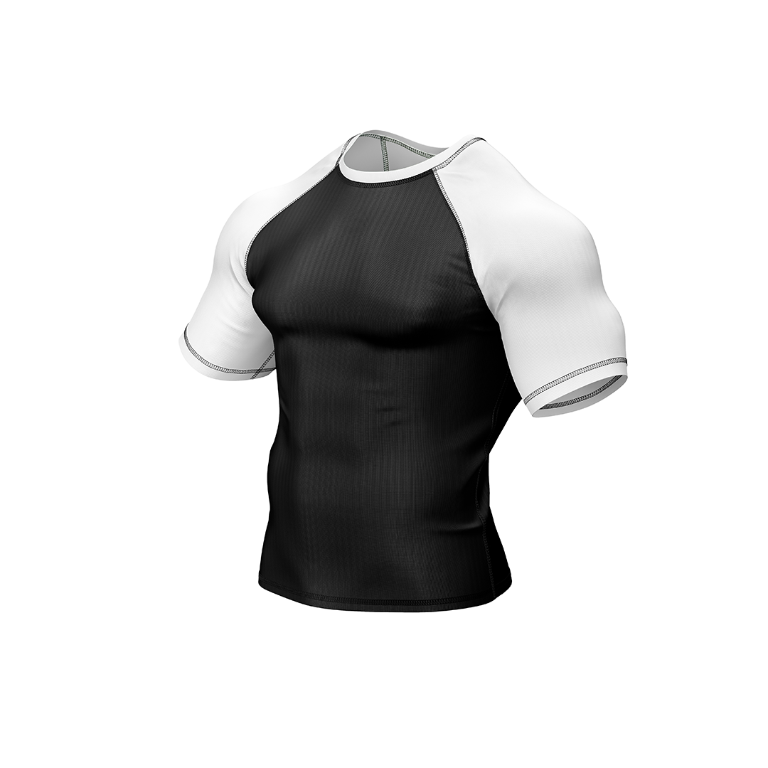 Drakos Black with White Sleeve Ranked BJJ Rashgaurd