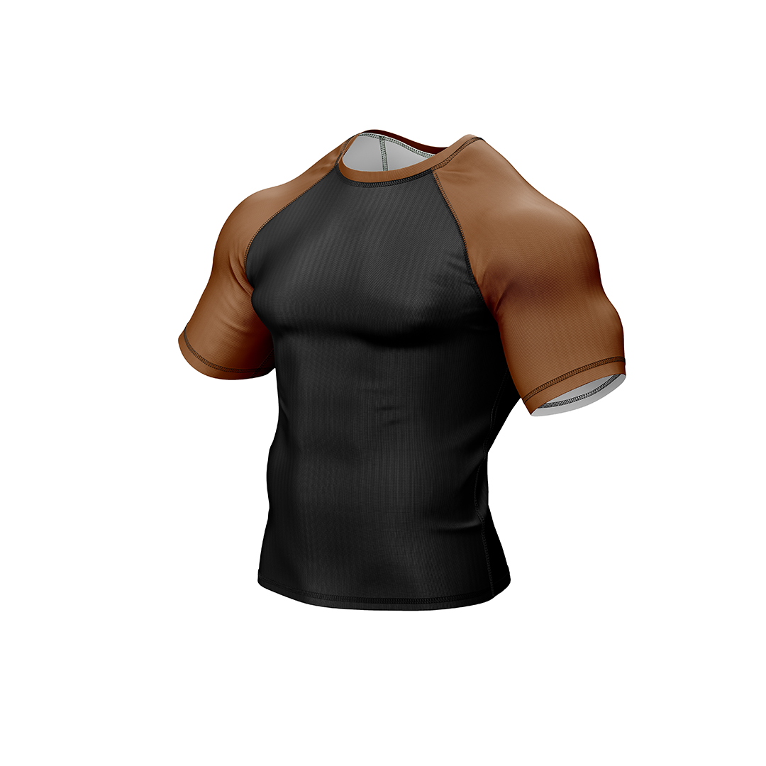 Drakos Black with Brown Sleeve Ranked BJJ Rashgaurd