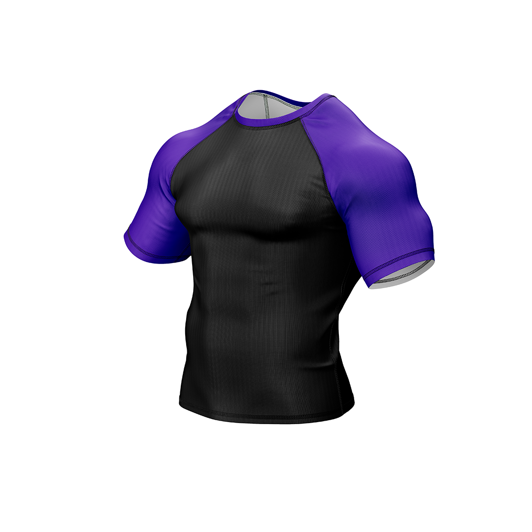 Drakos  Black with Purple Sleeve Ranked BJJ Rashgaurd