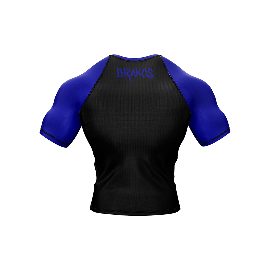 Drakos Black with Blue Sleeve Ranked BJJ Rashgaurd