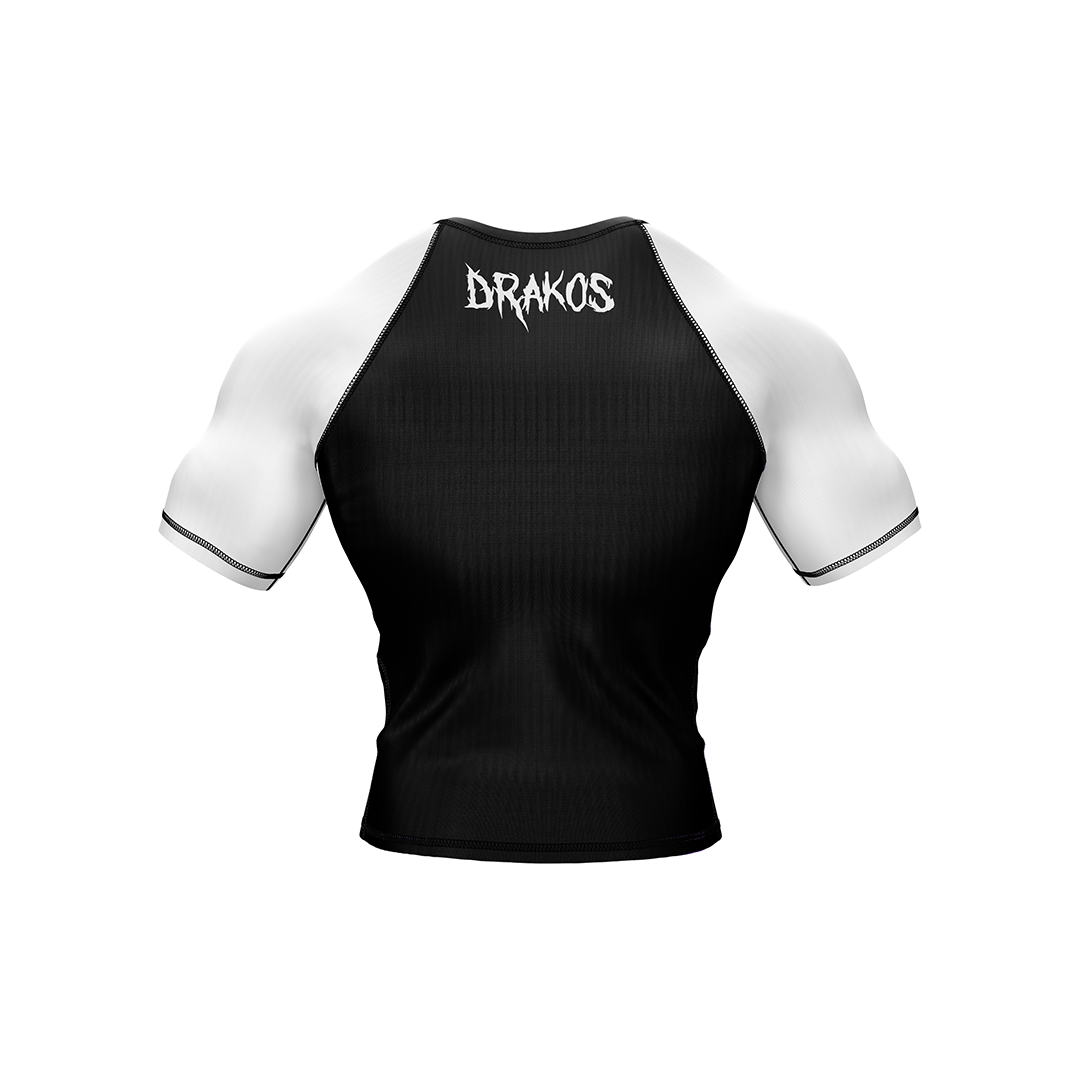 Drakos Black with White Sleeve Ranked BJJ Rashgaurd