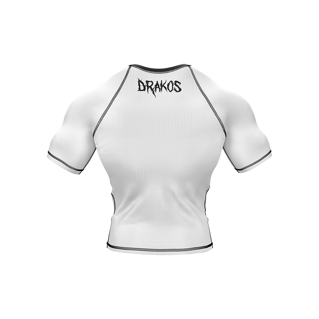 Drakos White Ranked BJJ Rashguard