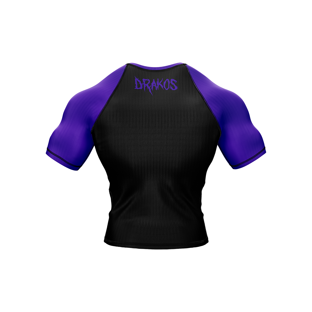 Drakos  Black with Purple Sleeve Ranked BJJ Rashgaurd